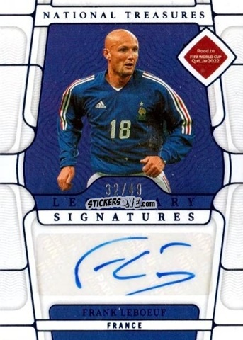 Figurina Franck Leboeuf - National Treasures Road to FIFA World Cup 2022 n. LS-FLB - Panini
