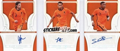 Figurina Hans Hateboer / Jurrien Timber / Steven Bergwijn - National Treasures Road to FIFA World Cup 2022 n. TA-ND2 - Panini