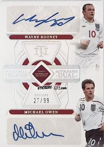 Figurina Michael Owen / Wayne Rooney - National Treasures Road to FIFA World Cup 2022 n. AD-ENB - Panini