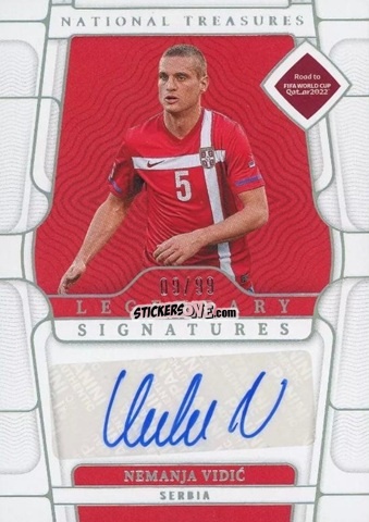 Figurina Nemanja Vidic - National Treasures Road to FIFA World Cup 2022 n. LS-NV - Panini