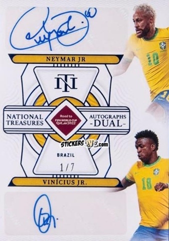 Figurina Neymar Jr / Vinicius Jr. - National Treasures Road to FIFA World Cup 2022 n. AD-BRB - Panini