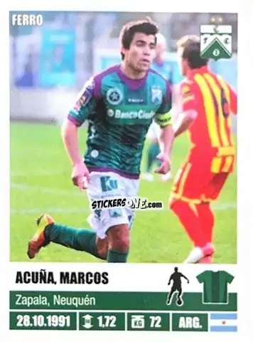Sticker Marcos Acuña - Fútbol Argentino 2013-2014
 n. 358 - Panini