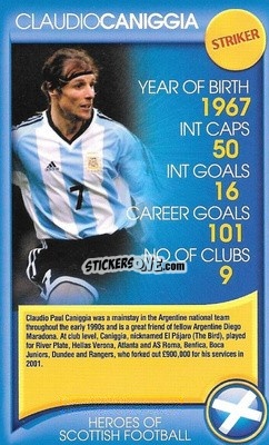 Cromo Claudio Caniggia - Heroes of Scottish Football
 n. 21 - Top Trumps