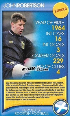 Figurina John Robertson - Heroes of Scottish Football
 n. 32 - Top Trumps
