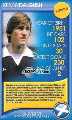 Cromo Kenny Dalglish - Heroes of Scottish Football
 n. 19 - Top Trumps