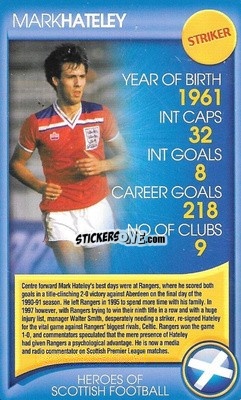 Figurina Mark Hateley - Heroes of Scottish Football
 n. 5 - Top Trumps