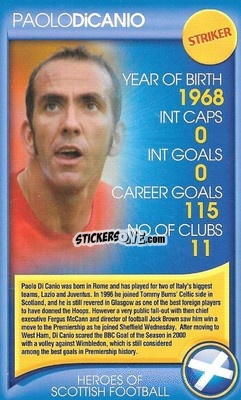 Sticker Paolo Di Canio - Heroes of Scottish Football
 n. 6 - Top Trumps