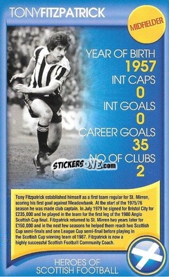 Cromo Tony Fitzpatrick - Heroes of Scottish Football
 n. 24 - Top Trumps