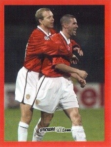 Figurina Roy Keane / Henning Berg - Manchester United. Europe 2000 n. 48 - Futera