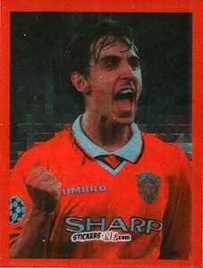 Cromo Gary Neville - Manchester United. Europe 2000 n. 70 - Futera