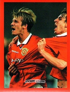 Sticker David Beckham / Gary Neville - Manchester United. Europe 2000 n. 77 - Futera