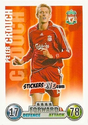 Figurina Peter Crouch - English Premier League 2007-2008. Match Attax n. 159 - Topps