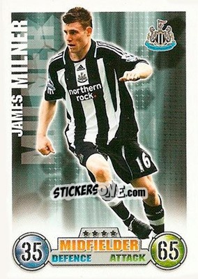 Cromo James Milner - English Premier League 2007-2008. Match Attax n. 217 - Topps