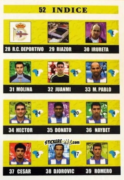 Sticker Indice - Las fichas de la Liga 2002-2003
 n. 52 - Mundicromo
