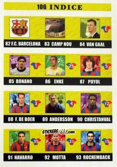 Sticker Indice - Las fichas de la Liga 2002-2003
 n. 106 - Mundicromo