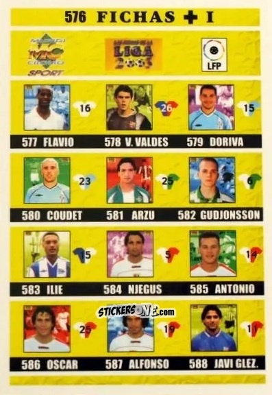 Sticker Indice - Las fichas de la Liga 2002-2003
 n. 576 - Mundicromo