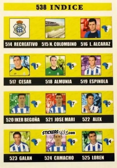 Cromo Indice - Las fichas de la Liga 2002-2003
 n. 538 - Mundicromo