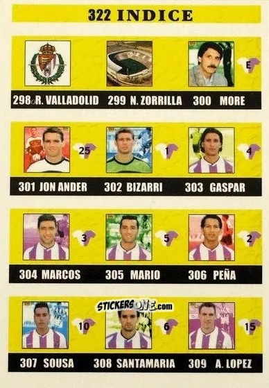 Cromo Indice - Las fichas de la Liga 2002-2003
 n. 322 - Mundicromo