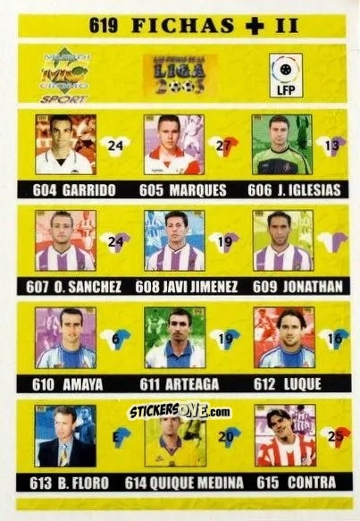Figurina Indice Top 11 - Las fichas de la Liga 2002-2003
 n. 619 - Mundicromo