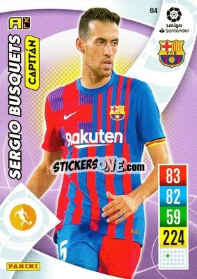 Sticker Sergio Busquets - Liga Santander 2021-2022. Adrenalyn XL
 n. 64 - Panini