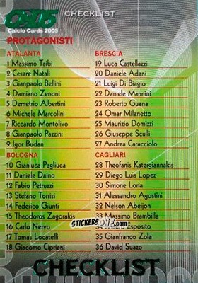 Figurina Checklist 1 - Calcio Cards 2004-2005 n. CL1 - Panini