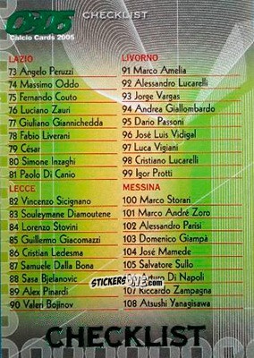 Figurina Checklist 2 - Calcio Cards 2004-2005 n. CL2 - Panini