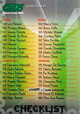 Figurina Checklist 3 - Calcio Cards 2004-2005 n. CL3 - Panini