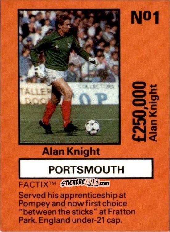 Cromo Alan Knight - Emlyn Hughes' Team Tactix 1987
 n. P1 - BOSS LEISURE
