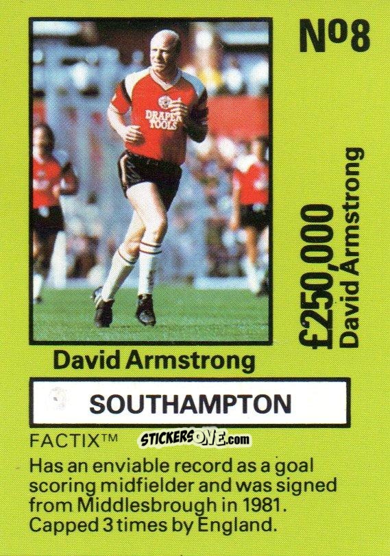 Sticker David Armstrong - Emlyn Hughes' Team Tactix 1987
 n. S8 - BOSS LEISURE
