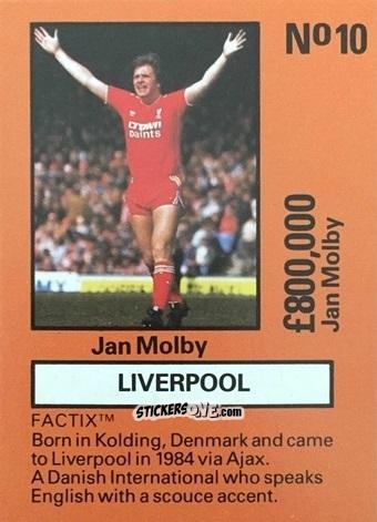 Sticker Jan Molby - Emlyn Hughes' Team Tactix 1987
 n. L10 - BOSS LEISURE

