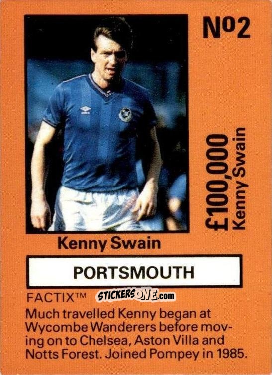 Cromo Kenny Swain - Emlyn Hughes' Team Tactix 1987
 n. P2 - BOSS LEISURE
