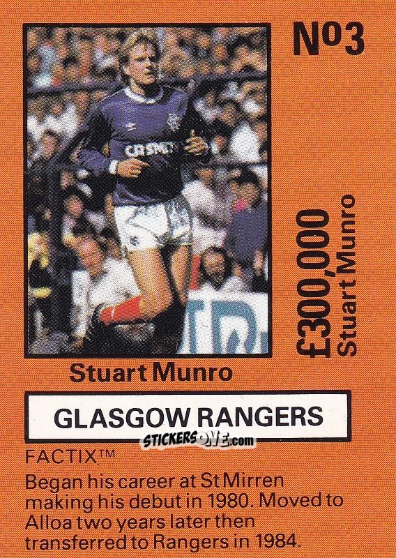Sticker Stuart Munro - Emlyn Hughes' Team Tactix 1987
 n. R3 - BOSS LEISURE
