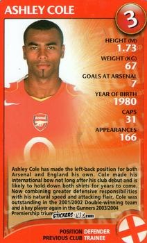 Sticker Ashley Cole - Arsenal Untouchables 2004-2005
 n. 4 - Top Trumps
