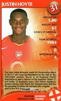 Sticker Justin Hoyte - Arsenal Untouchables 2004-2005
 n. 24 - Top Trumps