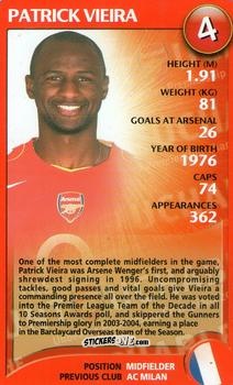 Sticker Patrick Vieira - Arsenal Untouchables 2004-2005
 n. 5 - Top Trumps