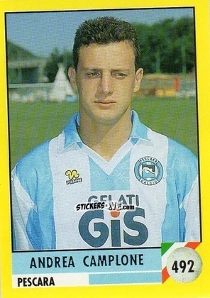 Sticker Andrea Camplone - Il Grande Calcio 1992
 n. 492 - Vallardi