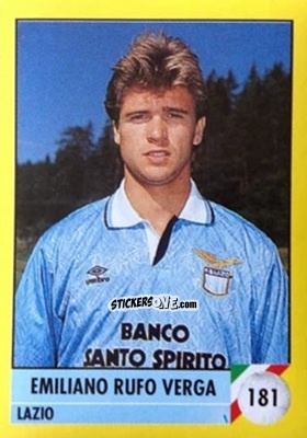 Figurina Emiliano Rufo Verga - Il Grande Calcio 1992
 n. 181 - Vallardi