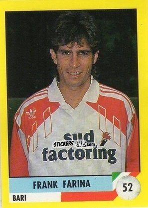 Sticker Frank Farina - Il Grande Calcio 1992
 n. 52 - Vallardi