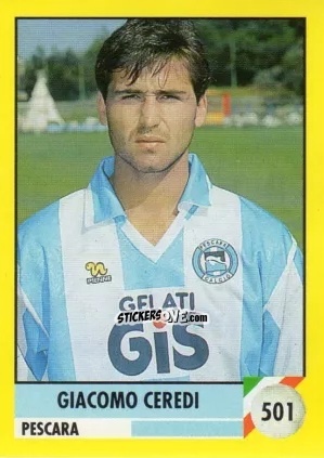 Sticker Giacomo Ceredi - Il Grande Calcio 1992
 n. 501 - Vallardi