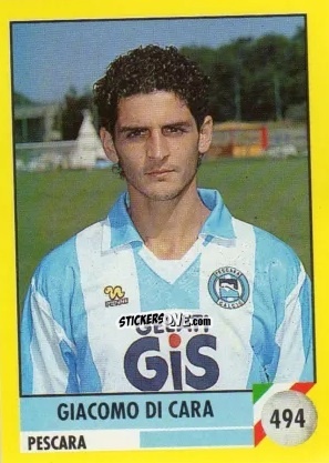 Sticker Giacomo Di Cara - Il Grande Calcio 1992
 n. 494 - Vallardi