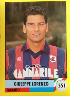 Sticker Giuseppe Lorenzo - Il Grande Calcio 1992
 n. 551 - Vallardi