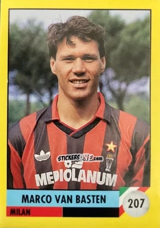 Sticker Marco van Basten - Il Grande Calcio 1992
 n. 207 - Vallardi