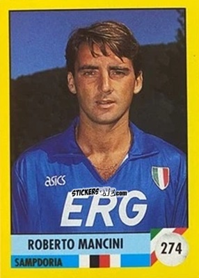Sticker Roberto Mancini - Il Grande Calcio 1992
 n. 274 - Vallardi