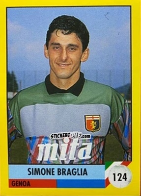 Sticker Simone Braglia - Il Grande Calcio 1992
 n. 124 - Vallardi