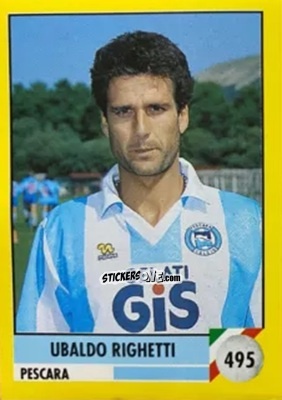 Sticker Ubaldo Righetti - Il Grande Calcio 1992
 n. 495 - Vallardi