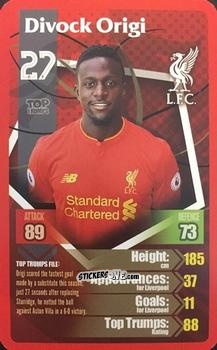 Cromo Divock Origi - Liverpool 2016-2017
 n. 25 - Top Trumps