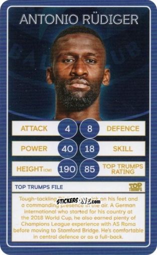 Cromo Antonio Rüdiger - Chelsea 2019-2020
 n. 3 - Top Trumps