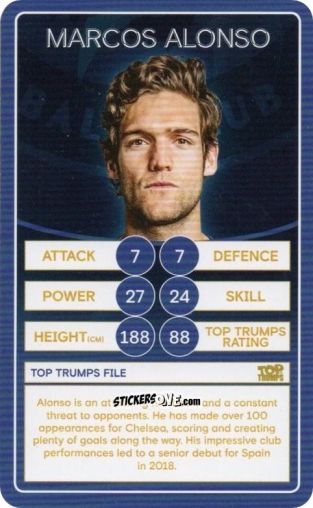 Cromo Marcos Alonso - Chelsea 2019-2020
 n. 12 - Top Trumps