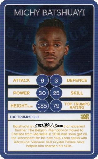 Sticker Michy Batshuayi - Chelsea 2019-2020
 n. 15 - Top Trumps