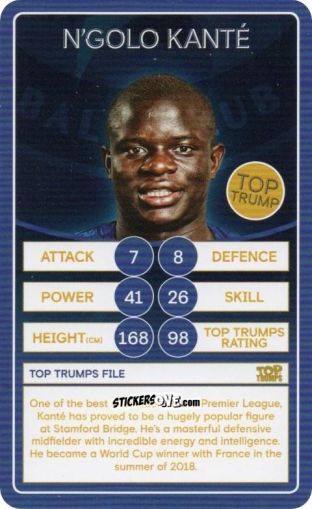 Figurina N'Golo Kanté - Chelsea 2019-2020
 n. 16 - Top Trumps